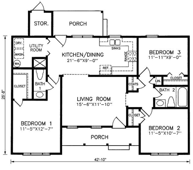 1100 Sq Ft Home Plans 1100 Square Foot House Plan Layout House Layout