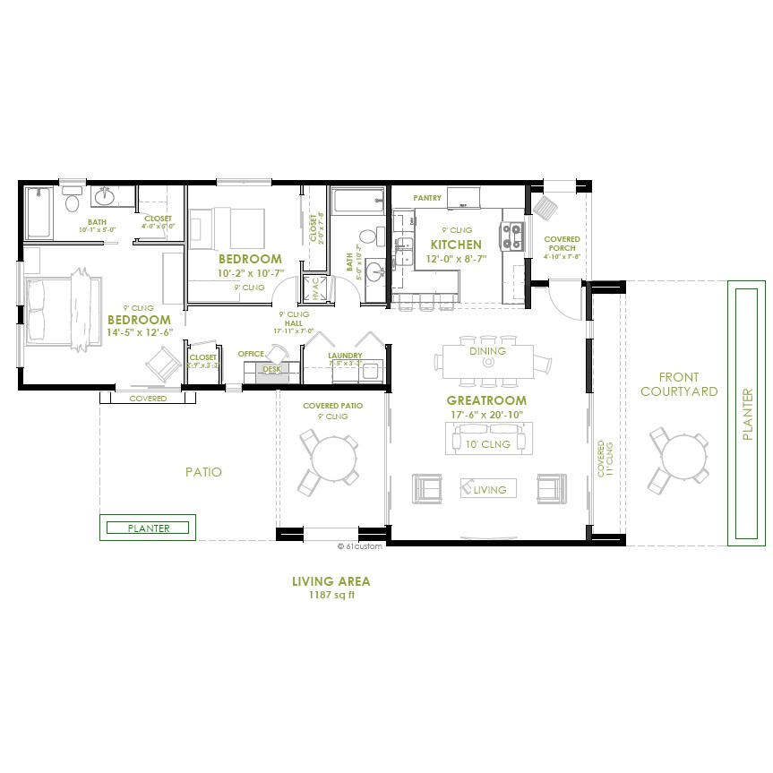 2 Bedroom Home Floor Plans Modern 2 Bedroom House Plan 2 Bedroom Home Floor Plans Modern 2 Bedroom House Plan