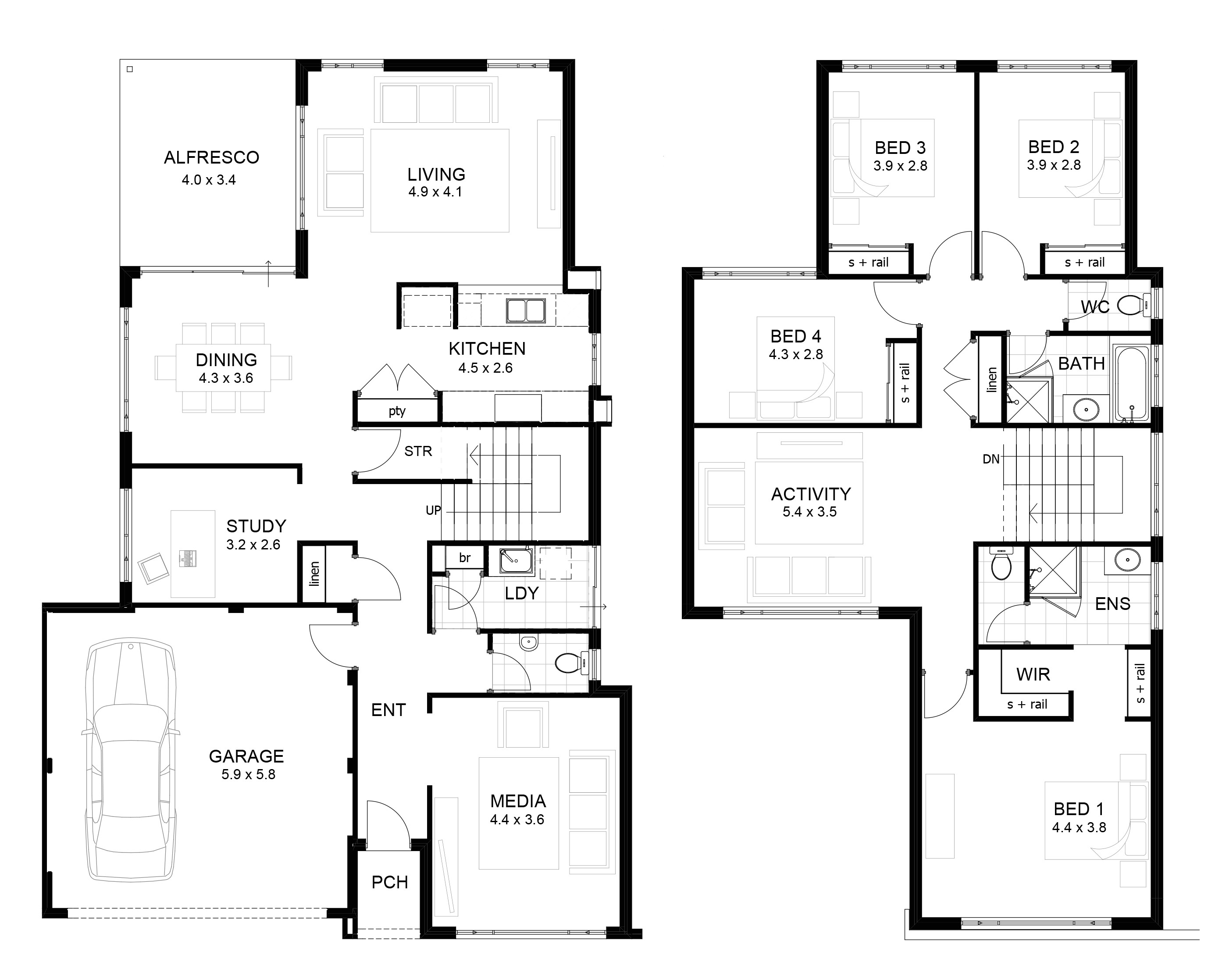 2 Floor Home Plan 2 Storey House Floor Plan with Perspective Modern House