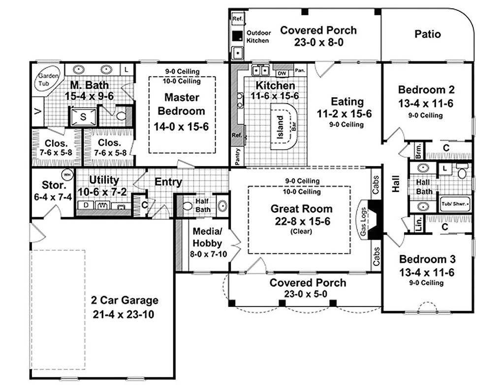 2000 Sq Ft Home Plan Country Style House Plan 3 Beds 2 50 Baths 2000 Sq Ft