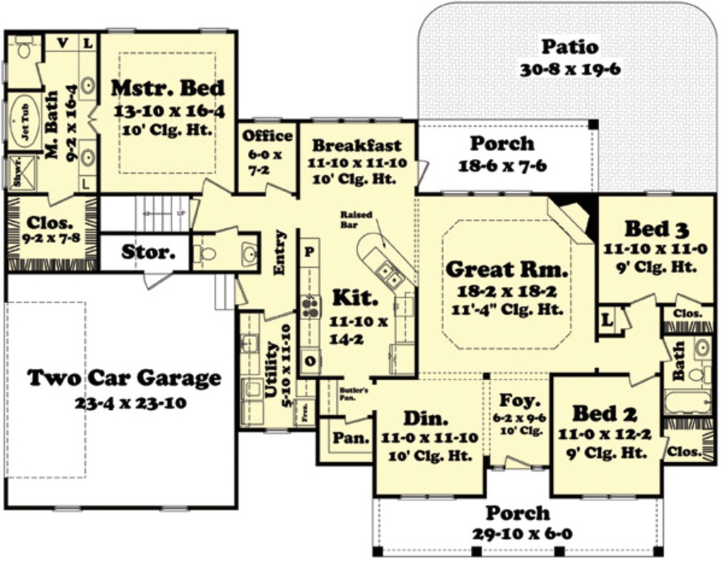 2100 Square Foot House Plans Country Style House Plan 3 Beds 2 Baths 2100 Sq Ft Plan