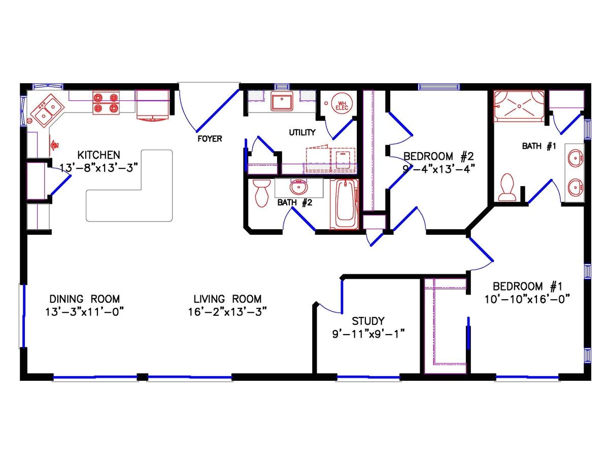 28×40 Two Bedroom House Plans 1 Bedroom Cabin Floor Plan Joy Studio Design Gallery