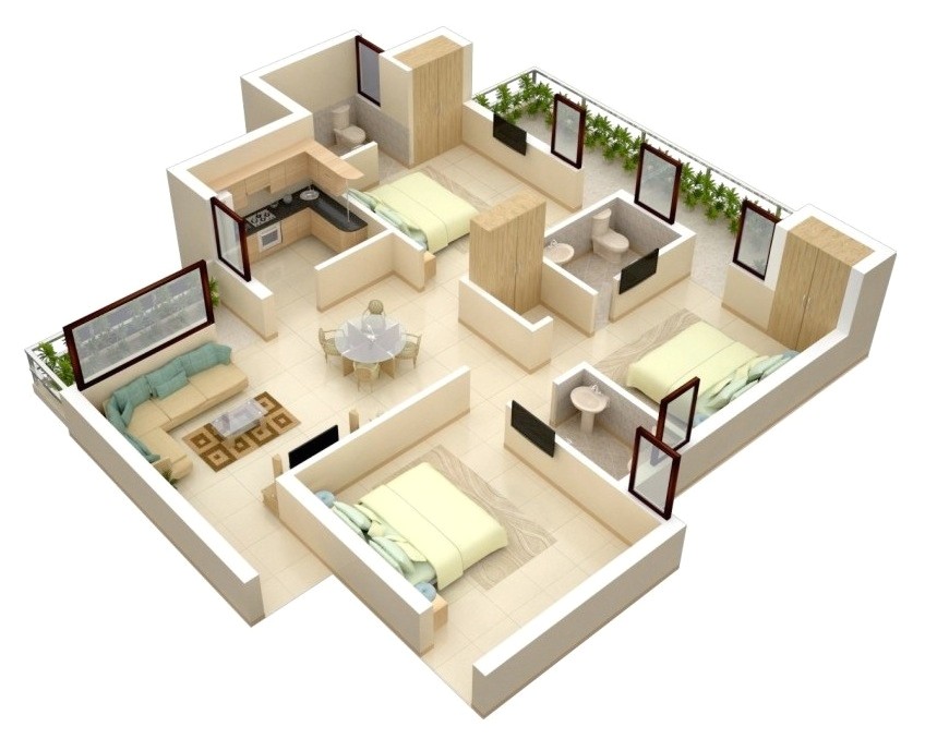 3 Bedroom Home Design Plans thoughtskoto