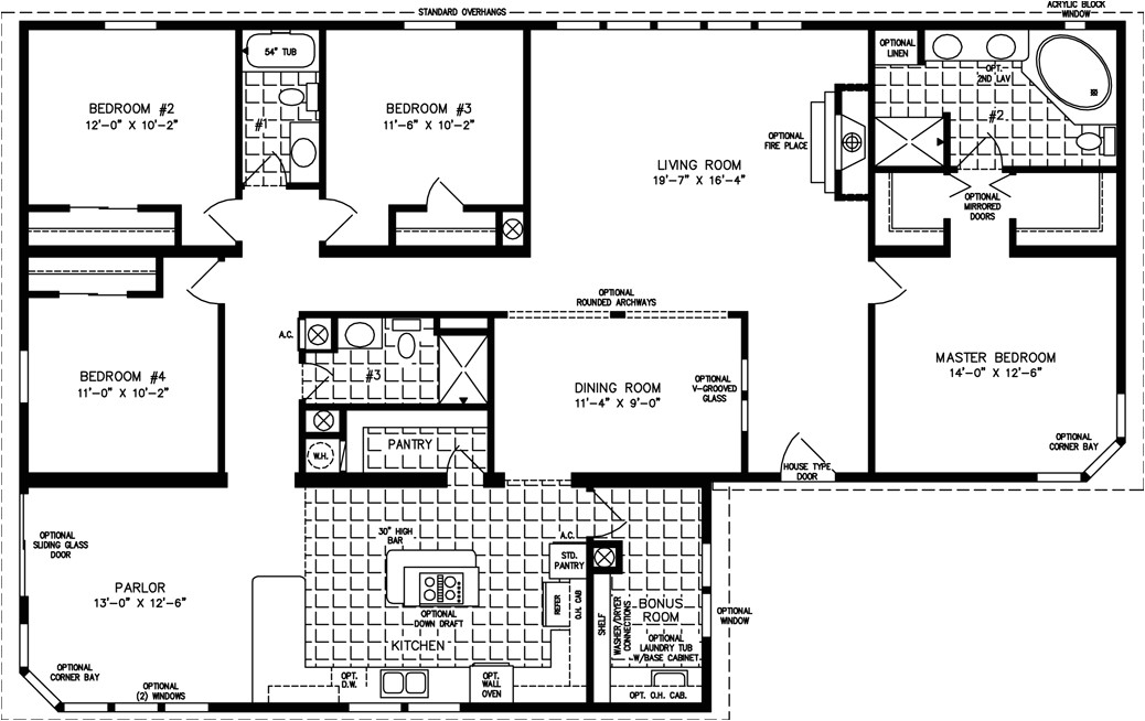 4 Bed 3 Bath Manufactured Home Floor Plans Four Bedroom Mobile Homes L 4 Bedroom Floor Plans