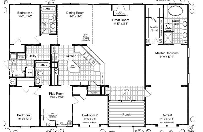 5 Bedroom Modular Home Floor Plans Triple Wide Mobile Home Floor Plans Las Brisas Floorplan