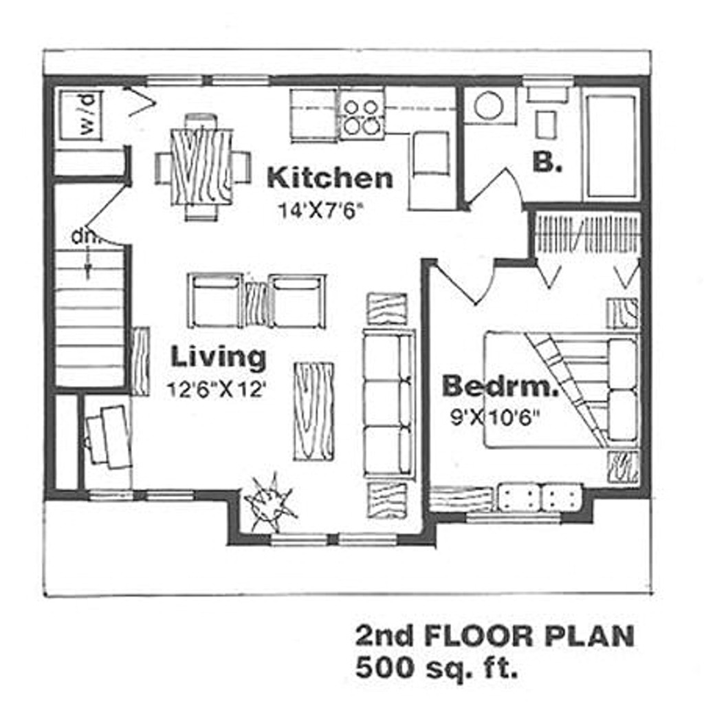 500 Square Foot Home Plans Farmhouse Style House Plan 1 Beds 1 Baths 500 Sq Ft Plan