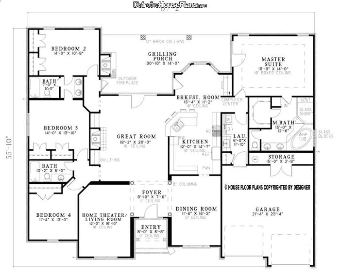 55 Wide House Plans House Plan 026852 Bedrooms 4 Bathrooms 3 Garage 2