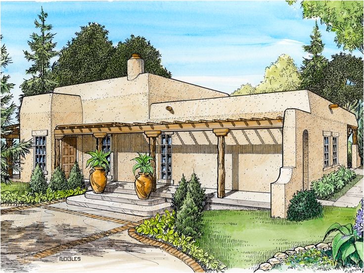 Adobe Home Plans Adobe House Plans Small southwestern Adobe Home Plan