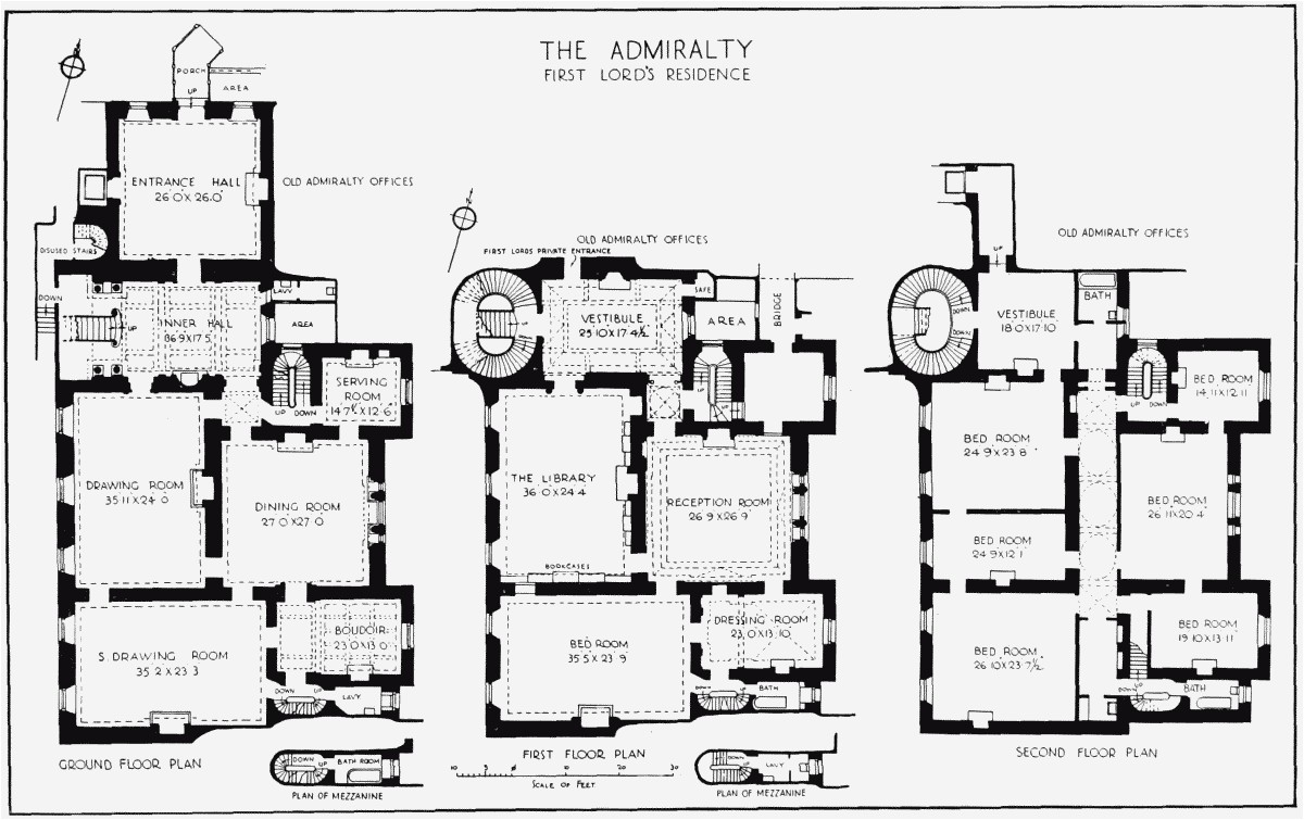 British Home Plans Plate 45 Admiralty House Plans Of Ground First and