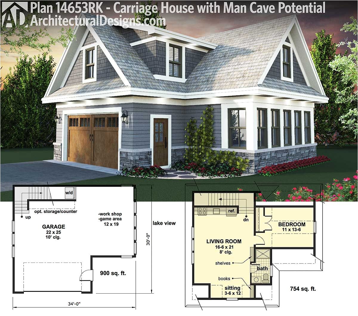 Carrige House Plans Plan 14653rk Carriage House Plan with Man Cave Potential Carrige House Plans Plan 14653rk Carriage House Plan with Man Cave Potential