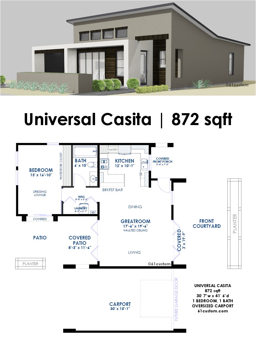 Casita Home Plans Universal Casita House Plan 61custom Contemporary