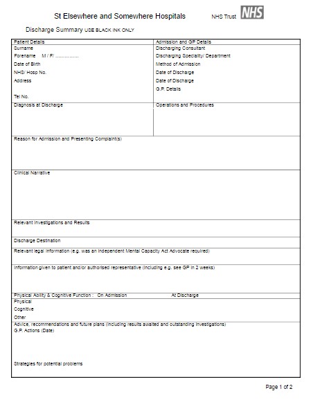 Discharge Planning From Hospital to Home Nhs Discharge Summary Templates Images Download Cv Letter