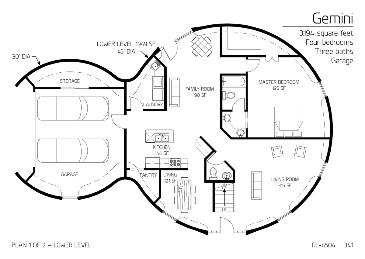 Dome Home Plans Free Two Floor Round Home with Garage Alternative Homes