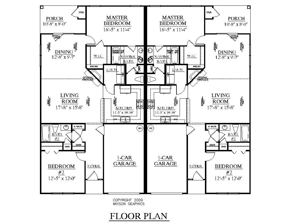 Duplex Home Design Plans One Level Duplex Craftsman Style Floor Plans Duplex Plan