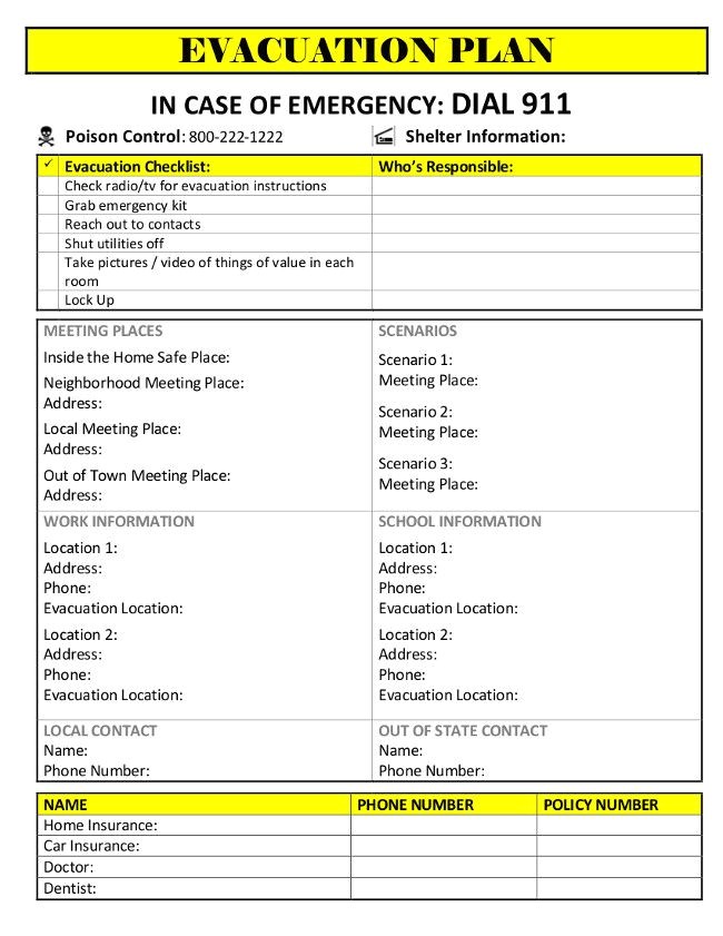 Emergency Contingency Plan for Care Homes Printable Evacuation Plan thelovebugsblog Com