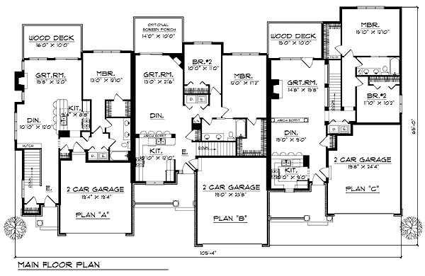 Family Home Plans Com Multi Family Plan 73483 at Familyhomeplans Com