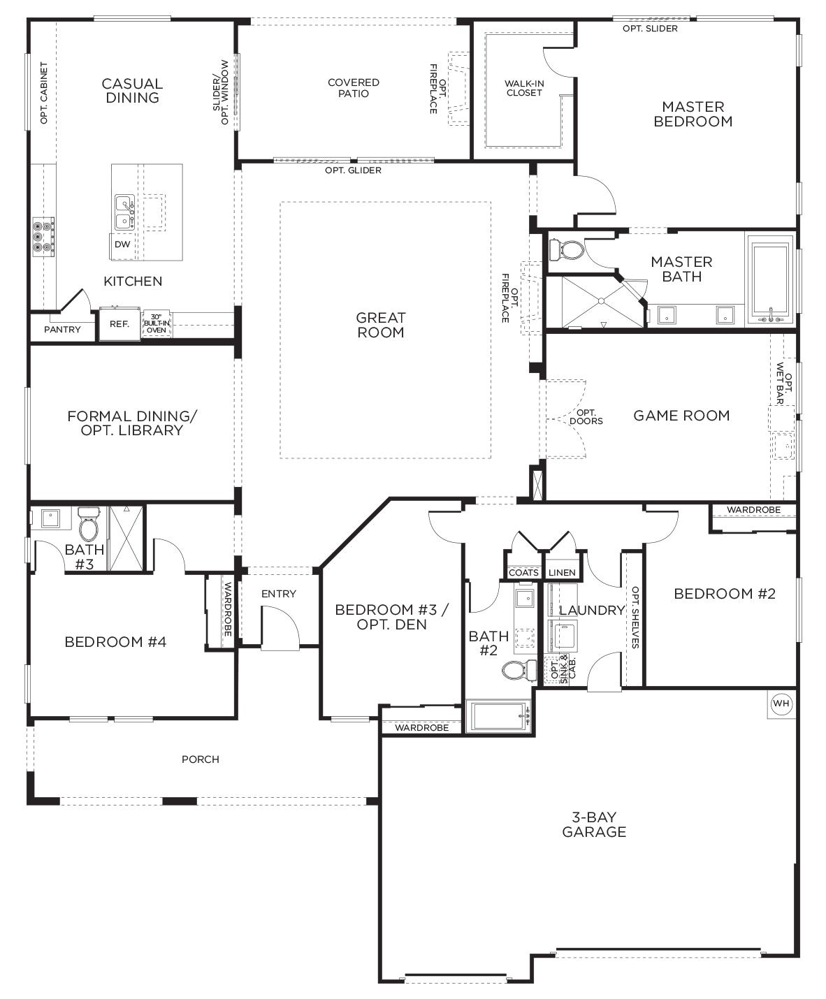 Floor Plans for One Story Homes Love This Layout with Extra Rooms Single Story Floor