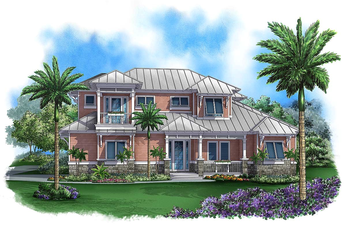 Florida Coastal Home Plans Covered Lanai with Fireplace 66288we 1st Floor Master Florida Coastal Home Plans Covered Lanai with Fireplace 66288we 1st Floor Master