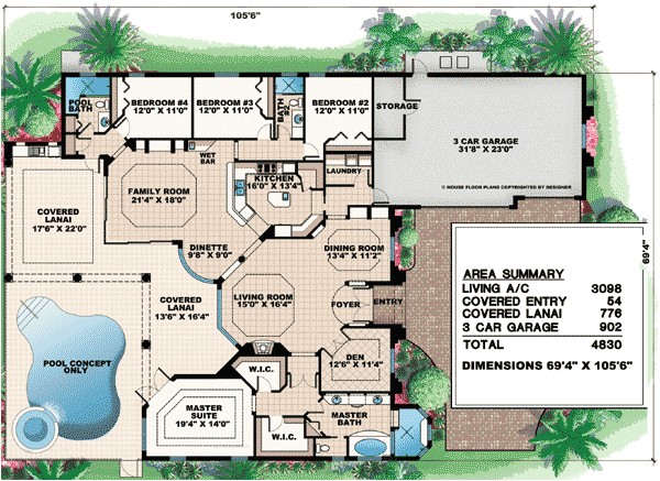 Florida Home Plans with Lanai Arched Windows and A Huge Covered Lanai 76005gw 1st Florida Home Plans with Lanai Arched Windows and A Huge Covered Lanai 76005gw 1st