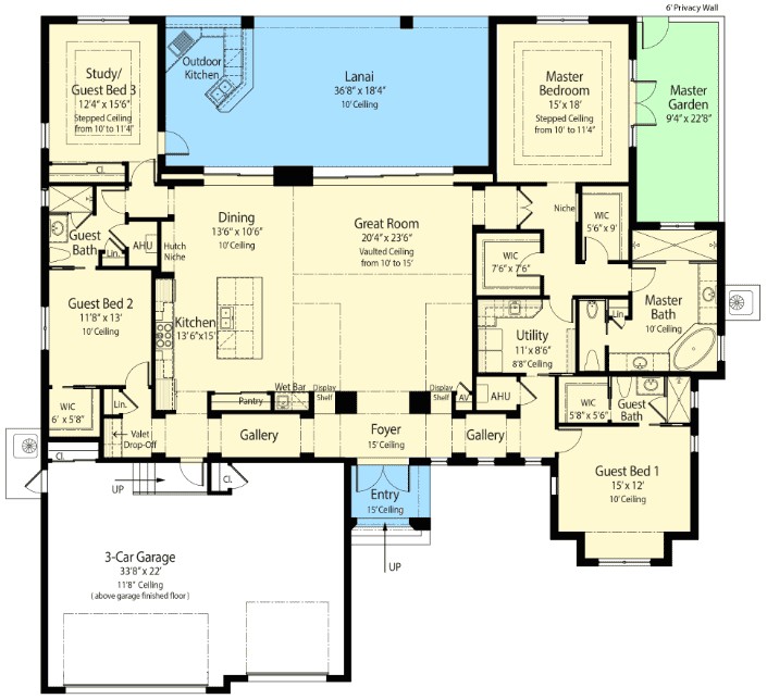 Florida Home Plans with Lanai Energy Smart House Plan with Rear Lanai 33147zr Florida Home Plans with Lanai Energy Smart House Plan with Rear Lanai 33147zr