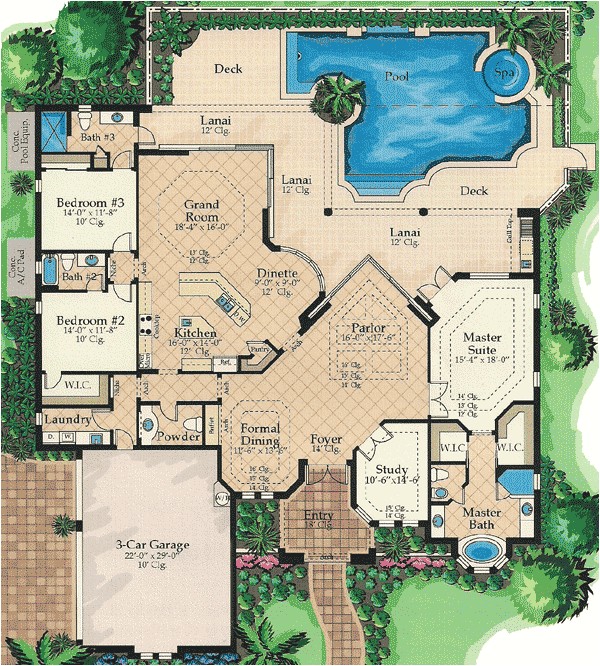 Florida Home Plans with Lanai Lanai Access for All 24104bg 1st Floor Master Suite