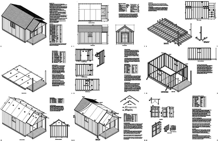 Free House Plans with Material List 20 39 X 12 39 Guest House Garden Porch Shed Plans P72012 Free House Plans with Material List 20 39 X 12 39 Guest House Garden Porch Shed Plans P72012