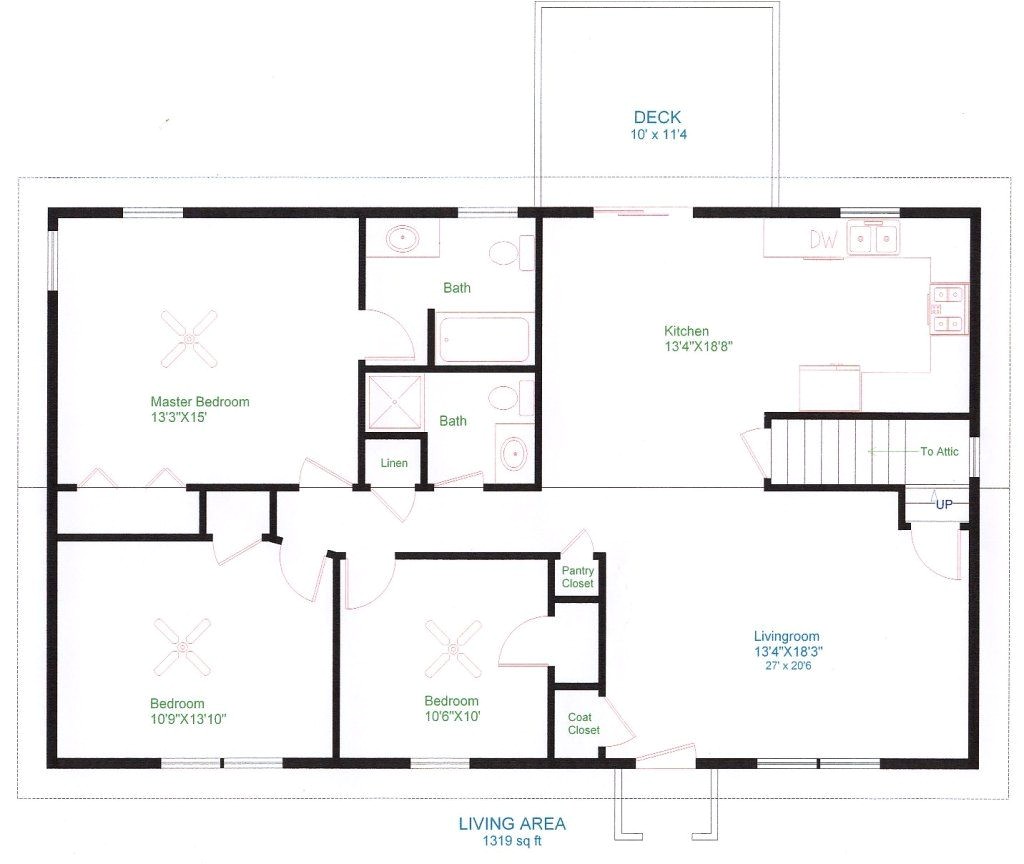 Home Plan Design Simple One Floor House Plans Ranch Home Plans House