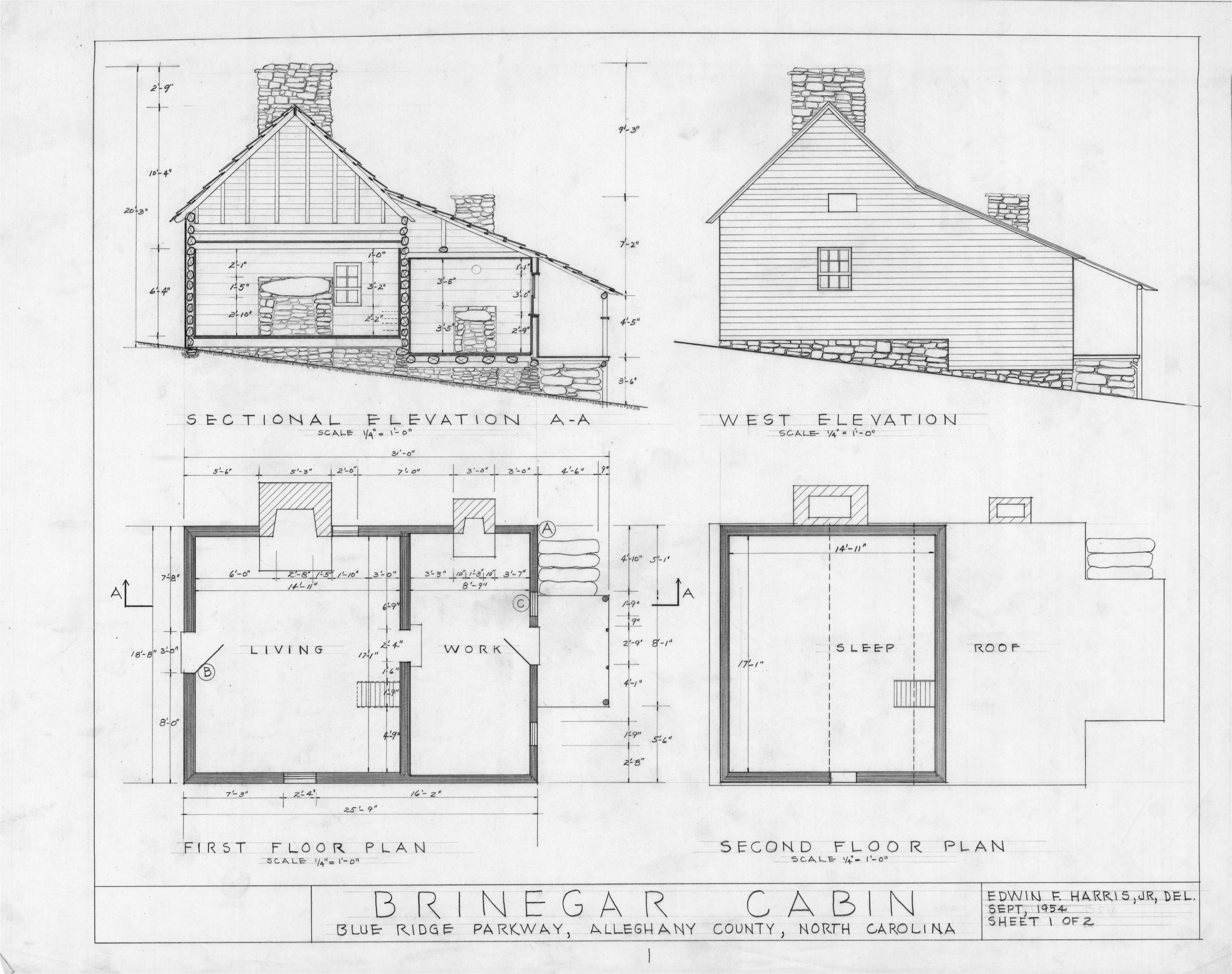 Home Plan with Elevation Cross Section West Elevation and Floor Plans Brinegar Home Plan with Elevation Cross Section West Elevation and Floor Plans Brinegar