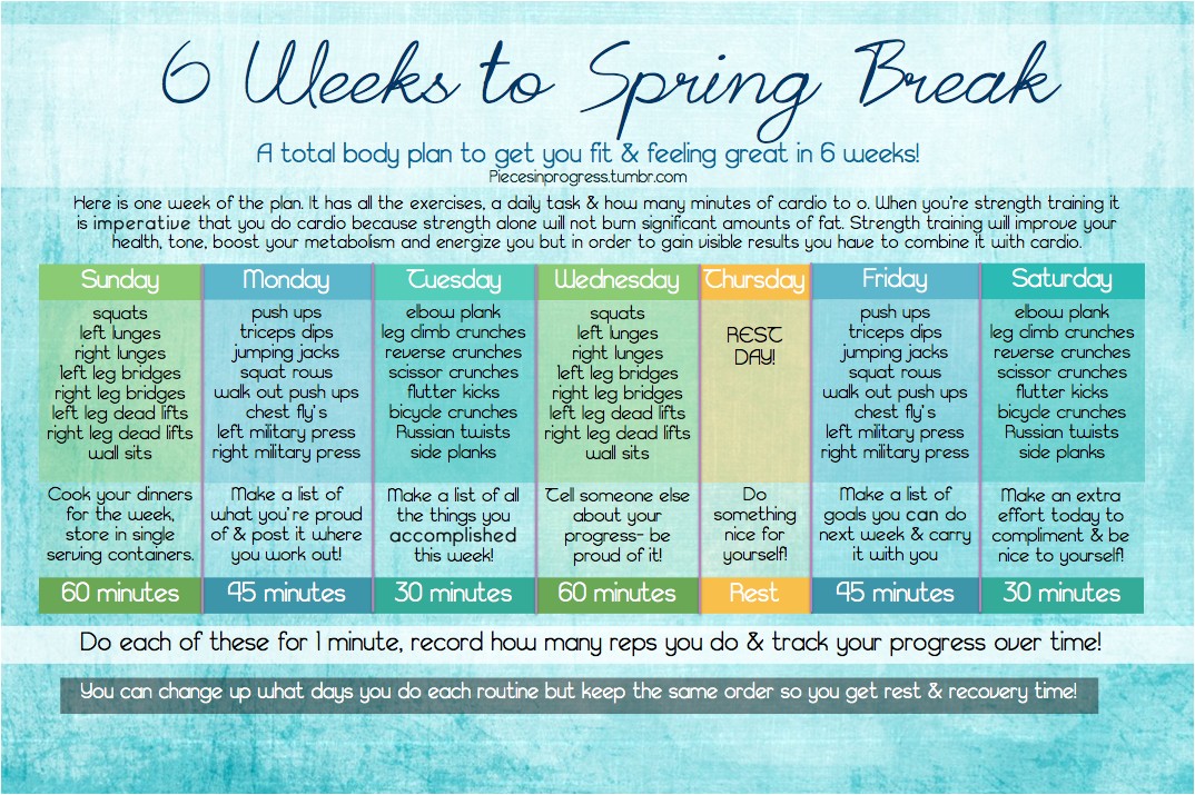 Home Work Out Plans 6 Weeks to Spring Break at Home Workout Plan Pieces Home Work Out Plans 6 Weeks to Spring Break at Home Workout Plan Pieces