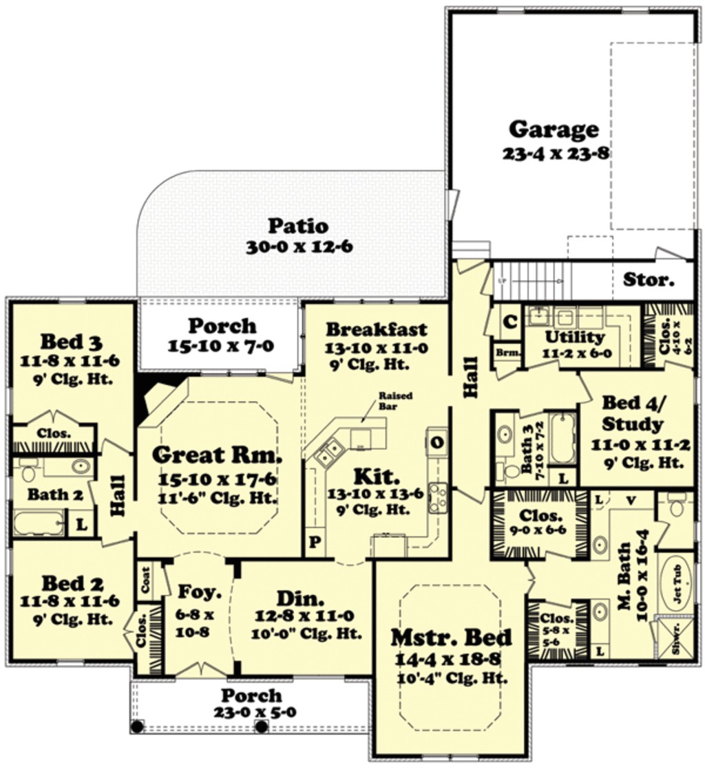 House Plans for 2400 Sq Ft European Style House Plan 4 Beds 3 Baths 2400 Sq Ft Plan