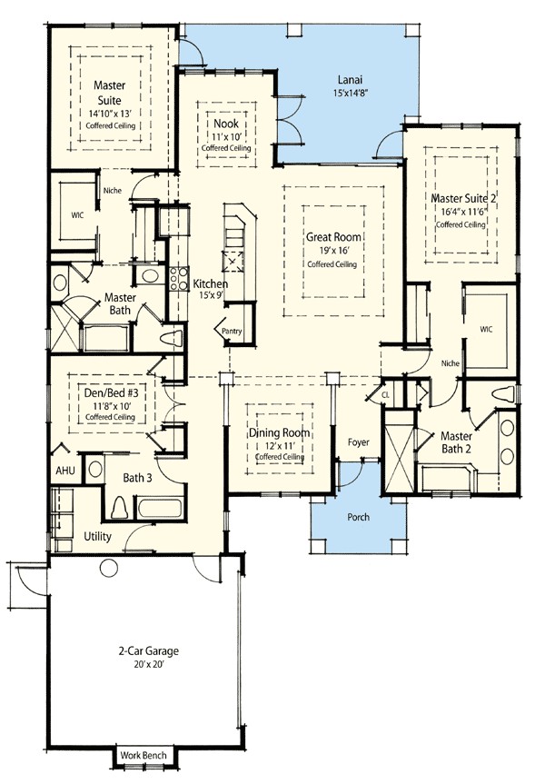 House Plans with 2 Master Suites On Main Floor Dual Master Suite Energy Saver 33093zr Architectural