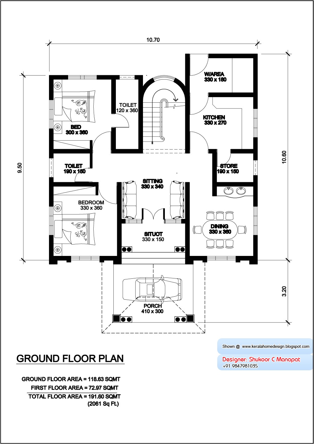 Kerala Home Floor Plans Kerala Model Villa Plan with Elevation 2061 Sq Feet