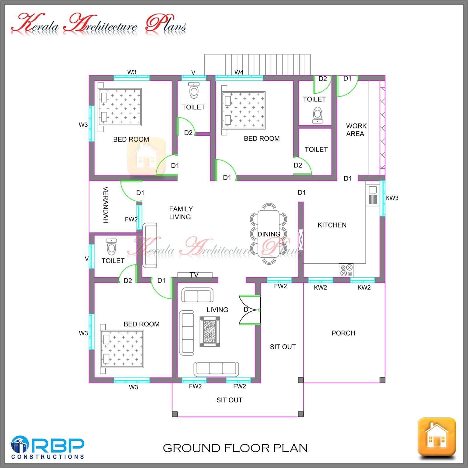 Kerala Home Floor Plans Kerala Style Single Storied House Plan and Its Elevation