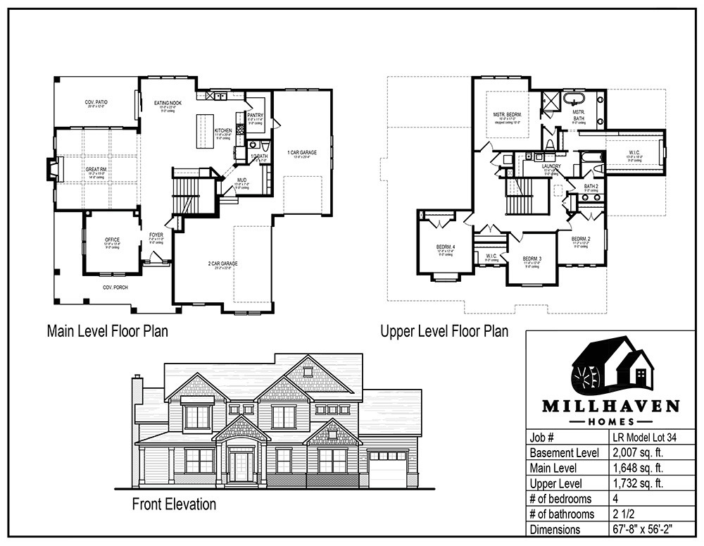 Millhaven Homes Floor Plans Millhaven Homes Semi Custom and Custom Floorplans