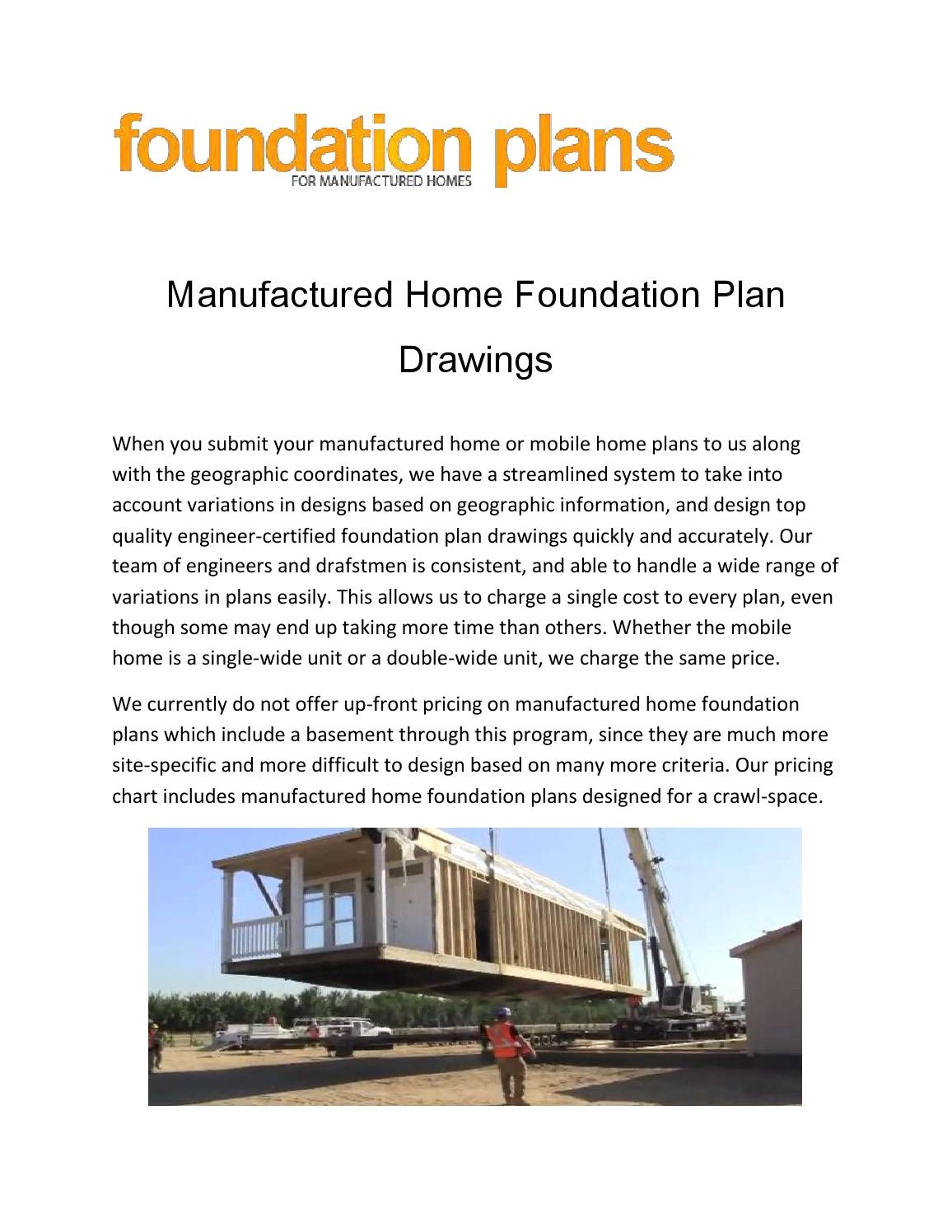 Mobile Home Foundation Plans Manufactured Home Foundation Plan Drawings by Foundation