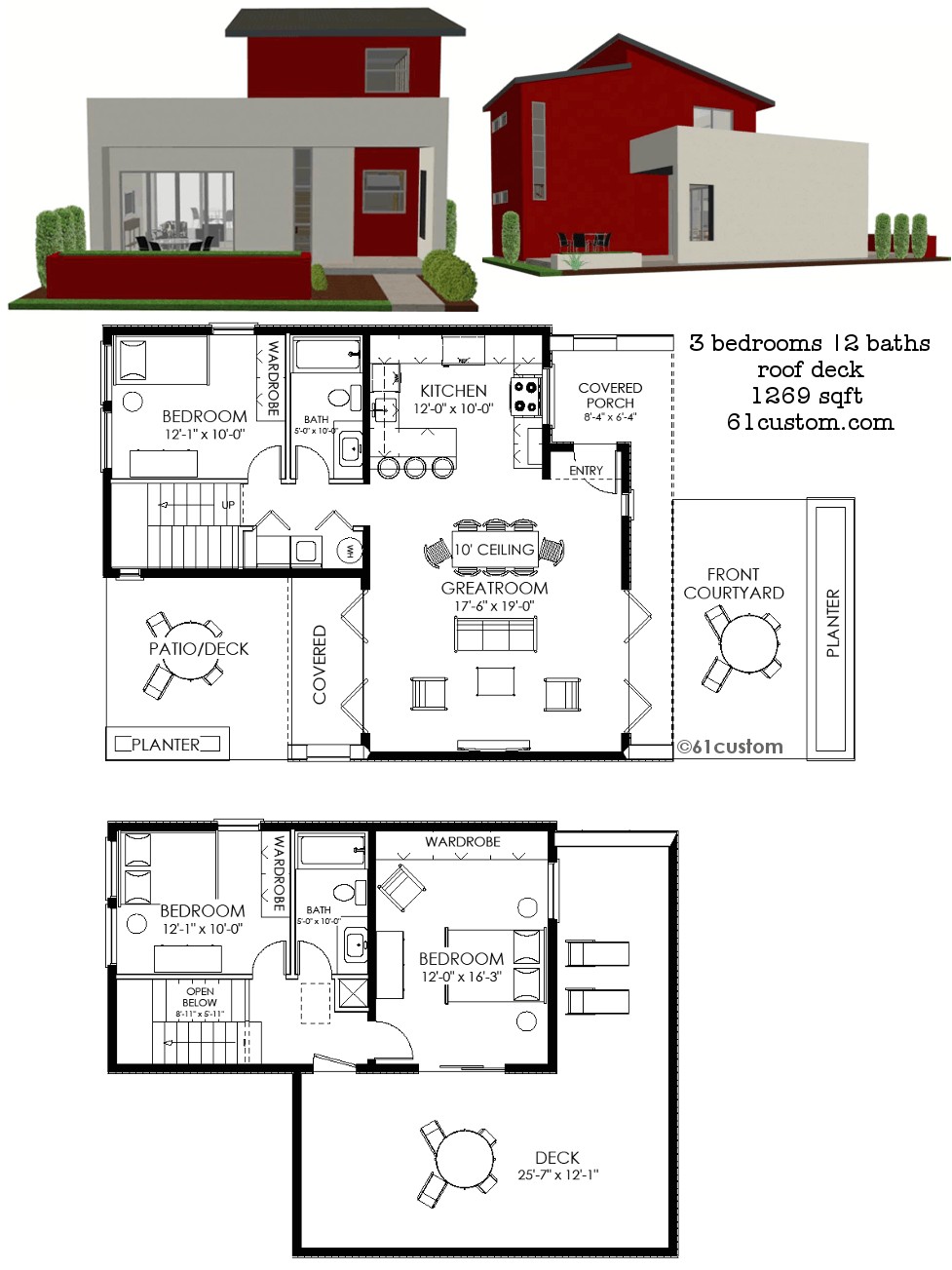 Modern Home Plan Contemporary Small House Plan 61custom Contemporary