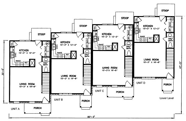 Multi Family Home Plans Multi Family Plan 45352 at Familyhomeplans Com Multi Family Home Plans Multi Family Plan 45352 at Familyhomeplans Com