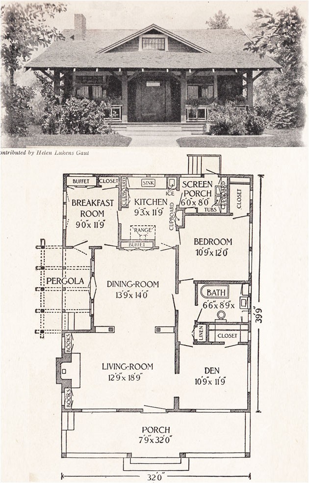 Old Home Plans 1916 California Bungalow 1200 Sq Ft Helen Lukens Old Home Plans 1916 California Bungalow 1200 Sq Ft Helen Lukens