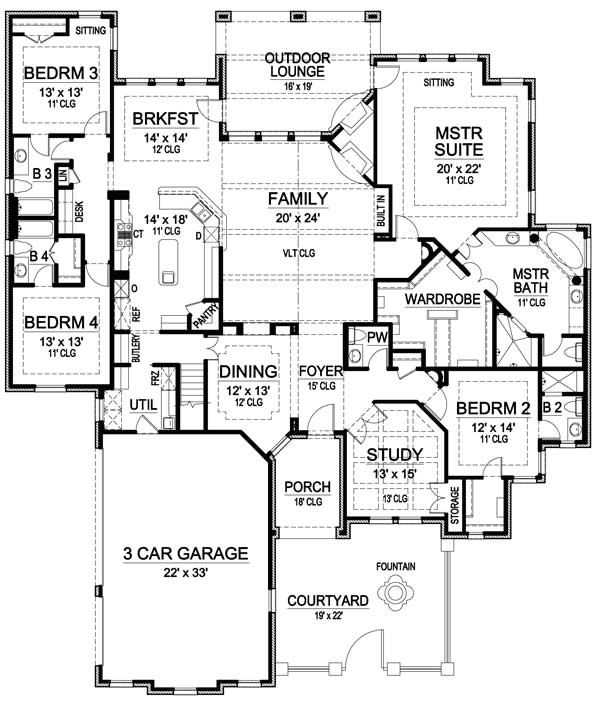 One Story Luxury Home Floor Plans Superb Single Story Luxury House Plans 4 Single Story