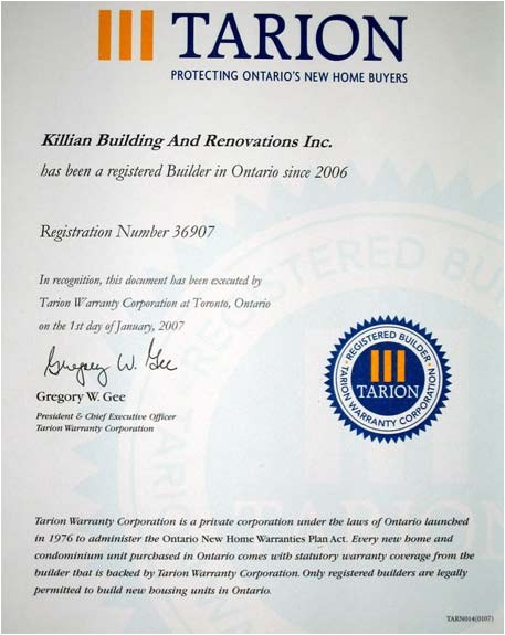 Ontario New Home Warranties Plan Act Killian Building and Renovations Millbrook On General Ontario New Home Warranties Plan Act Killian Building and Renovations Millbrook On General