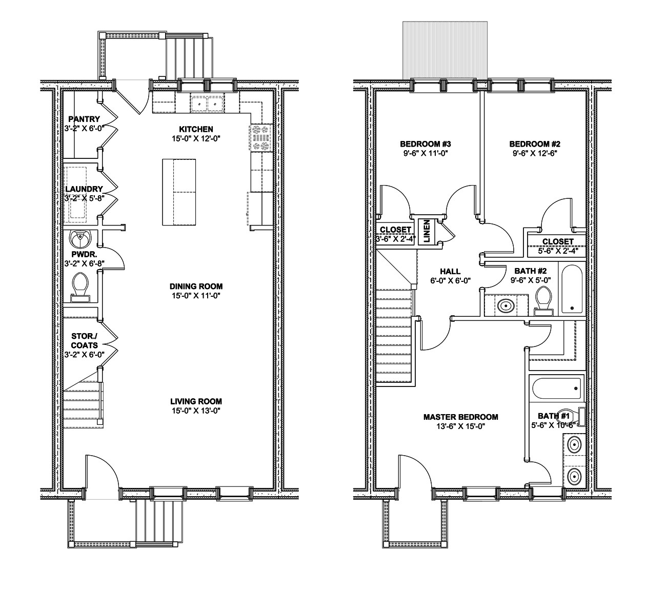 Row Home Floor Plan Rowhouse Plans Find House Plans