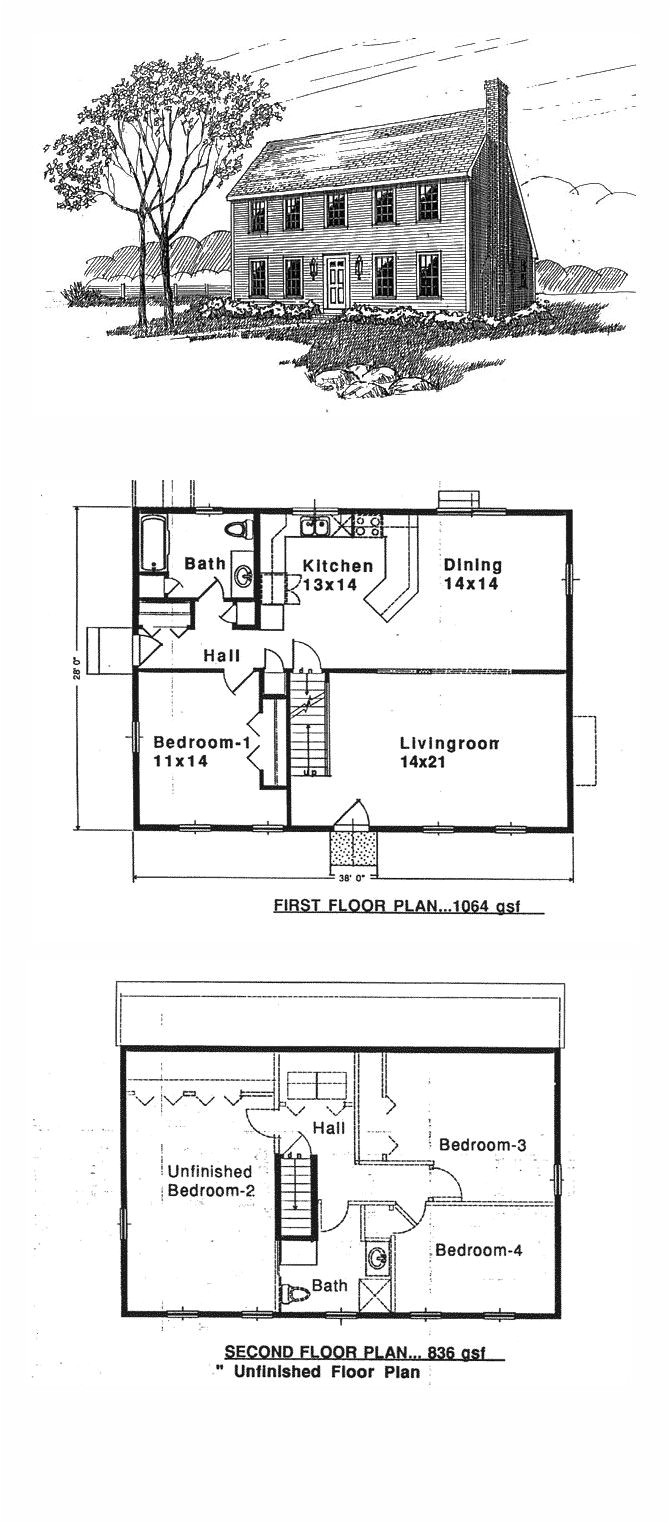 Saltbox Home Plans Saltbox House Plan 94007 total Living area 1900 Sq Ft