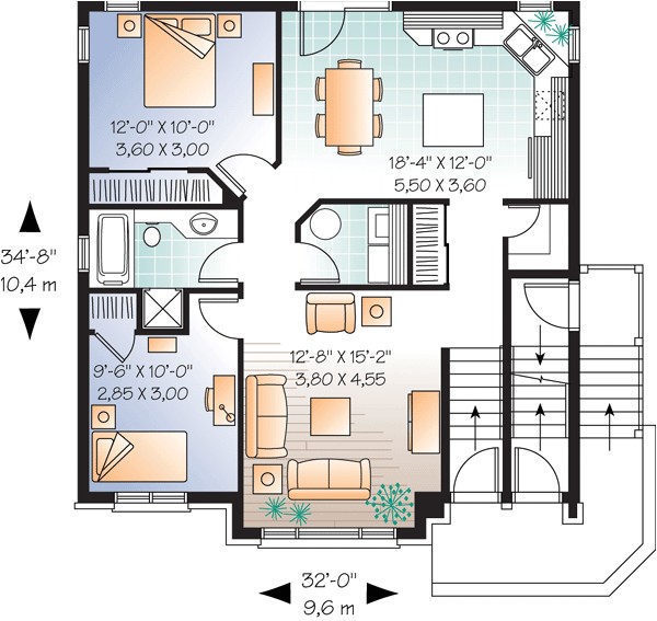 Small Family Home Plans Multi Family Plan 64883 at Familyhomeplans Com
