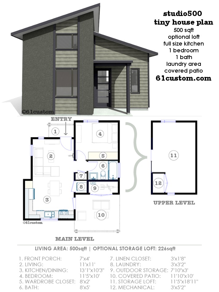 Small Home Plans Modern Studio500 Modern Tiny House Plan 61custom Small Home Plans Modern Studio500 Modern Tiny House Plan 61custom