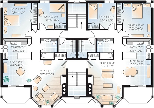 Three Family Home Plans Multi Family Plan 64952 at Familyhomeplans Com