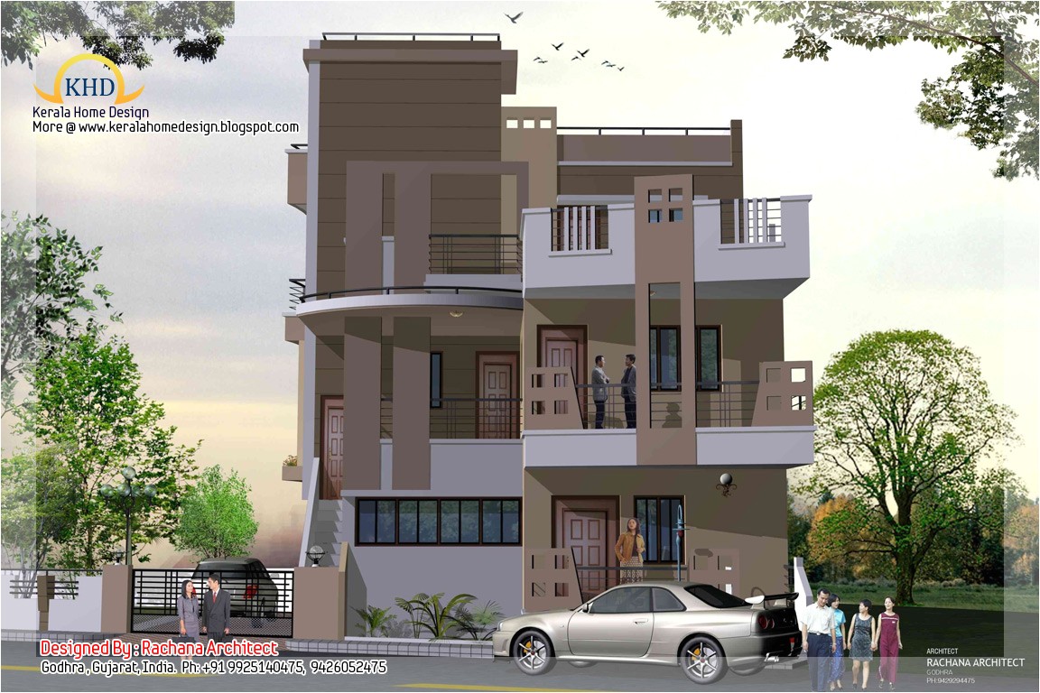 Three Story Home Plans 3 Story House Plan and Elevation 2670 Sq Ft Kerala