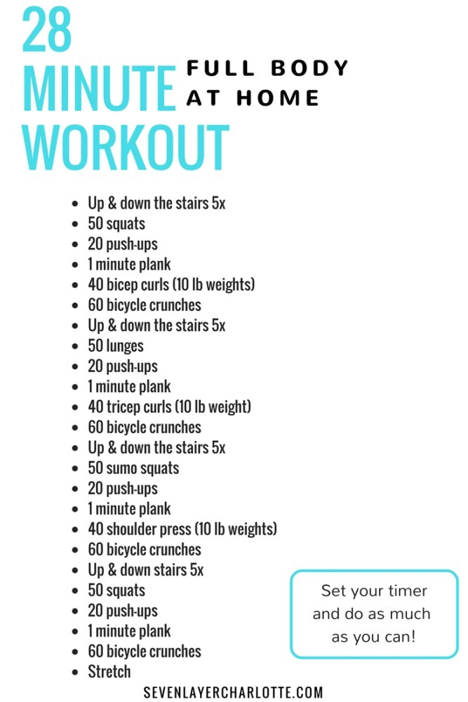 Work Out Plan for Home 28 Minute at Home Workout and Postpartum Update