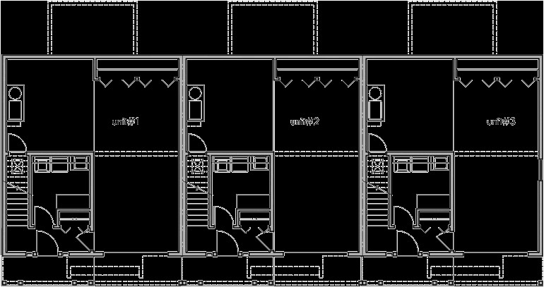 25 Feet Wide House Plans Triplex House Plans 3 Bedroom town Houses 25 Ft Wide