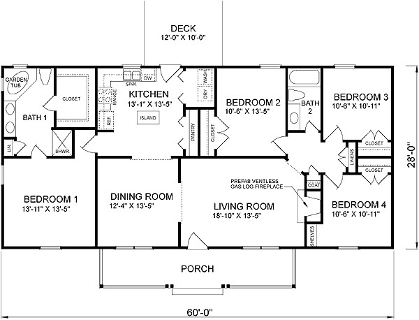 4 Bedroom Ranch Home Plans House Plan 45467 at Familyhomeplans Com 4 Bedroom Ranch Home Plans House Plan 45467 at Familyhomeplans Com