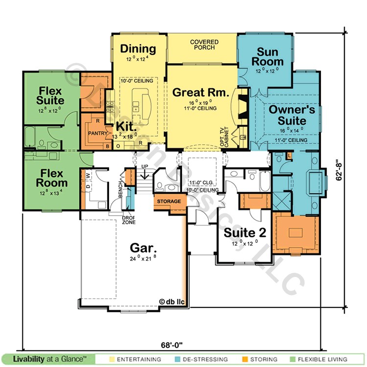 Dual Master Suite Home Plans Single Story House Plans with Dual Master Suites Cottage
